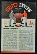 1954/1955 Manchester United v Reading Football programme FA Cup 3rd Round Replay 4 page issue.