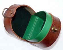 REEL CASE: Contemporary block leather Aerial reel case, internal diameter 4