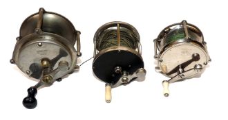 REELS: (3) Winchester model No. 2944 raised pillar nickel multiplier reel, 3.25
