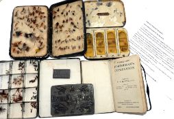 FLIES & BOOK: Anderson's Fisherman's Companion compiled by WA Hunter, leather cover with gilt