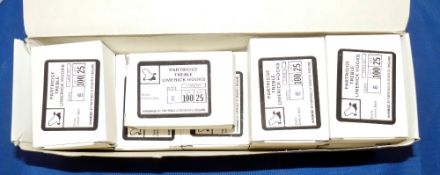 HOOKS: 900 Partridge W1 bronze treble hooks, size 8, barbed, boxed