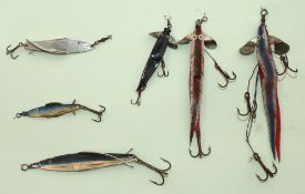 HARDY LURES: (6) Six Hardy lures comprising of 3 x leather Phantom Swallow tails 3