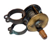 REEL: Early unusual twin collar fitting brass winch, 1.75