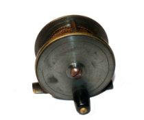 REEL: Fine J, Bernard all brass trout fly reel, 5 Church Place Piccadilly script address, 2.25
