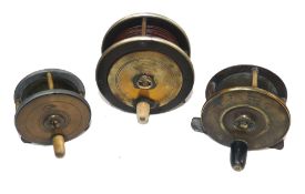 REELS: (4) Scare Jones & Co Duke St London brass and ebonite fly reel, 3.5