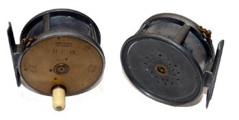 REEL: Hardy brass faced Perfect salmon fly reel, 4