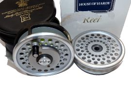 REEL & SPOOL: (2) Hardy Marquis 8/9 multiplier alloy fly reel, fine condition, U shaped line