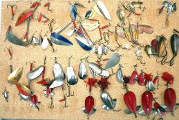 LURES: (Qty) Collection of vintage metal spinning lures by Allcock, Normark, Vibro and others,