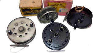 REELS: (4) Fine JW Young Rapidex pattern trotting reel, 4