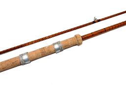ROD: B James & Son England Richard Walker Mk1V cane carp rod, 10' 2 piece, burgundy close whipped,