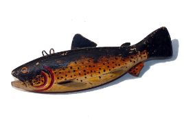DECOY: Fine hand carved wooden fish decoy, 8
