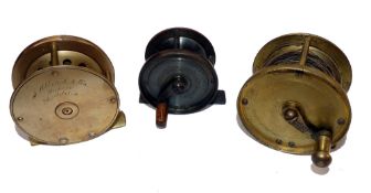 REELS: (3) Warner of Redditch anti foul crank wind all brass winch, 2.5