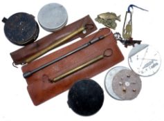 ACCESSORIES;(Qty) Pair of salter brass spring balance scales, 0-5lb, 0-8lb with leather cases, a
