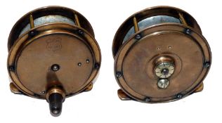 REEL: Rare Allcock Duplex Patent free spool all brass salmon fly reel, 4