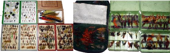 FLIES (9): Good collection of hair wing salmon flies ties to black hooks, assorted patterns incl.