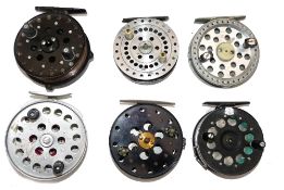 REELS: (6) Collection of 6 alloy centre pin trotting reels, K Dowling 3.75