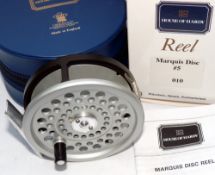REEL: Hardy Marquis Disc 5 Limited Ed No 10 fly reel, black finish frame, silver drum, black handle,