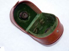 REEL CASE: Fine Allcock Aerial block leather reel case, internal diameter 3.5