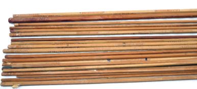 CANE ROD SECTIONS: Selection of approx. 20 old stock split cane rod sections, 54