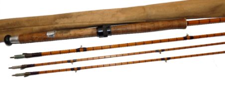 ROD: JJS Walker Bampton Wye 11' 3 piece + correct spare tip, split cane light salmon or grilse