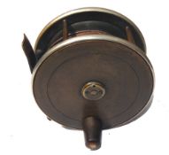 REEL: Fine Malloch pattern brass/ebonite salmon fly reel, 4.25