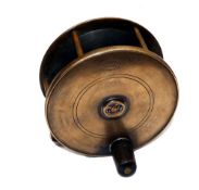 REEL: Early Hardy all brass Birmingham plate wind salmon fly reel, 4.5