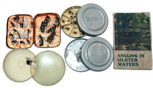 ACCESSORIES: (5) Scarce early copper pocket fly box, 4.5