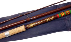 ROD: Bruce & Walker CTM13 hollow fibreglass match rod, brown whipped high bells guides, 29