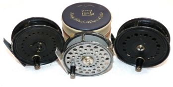 REELS: (3) Hardy LRH Lightweight alloy trout fly reel, U shaped line guide, rim tension regulator,