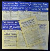 1949-1962 Shrewsbury Town football programme selection to include 1949 v Notts. County, Aston Villa,