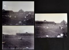 3x 1901 Batley v Warrington Rugby League Challenge Cup Final photographs - played at Headingley