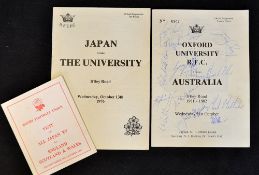 Rare 1982 Oxford University vs Australia signed rugby programme - played on Wednesday 21st October
