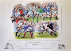 2003 England Grand Slam rugby season signed ltd ed print - by Peter Cornwell titled 
