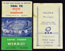 2x 1954 Halifax Rugby League Challenge Cup Final programmes to include official programme vs