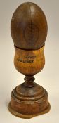 1946 Wooden Rugby Cup and Ball winners trophy - comprising a cup inscribed 