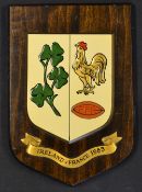 Rare 1983 Ireland Five Nations Rugby match official presentation commemorative shield - v France