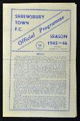 1945/46 Shrewsbury Town v Frickley Colliery football programme date 22 Apr, single sheet, average