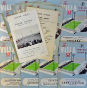 1950s-60s Aston Villa football programme selection homes, including 1955/56 Manchester City, 1956/57