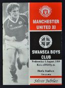 1990/1991 Swansea Boys Club v Manchester United football programme 1st August 1990 pre-season