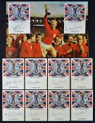 Signed 1966 World Cup winners team hand signed autographs to 'England Winners' Cards including