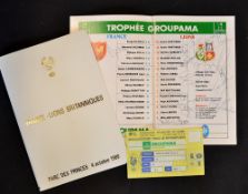 Scarce 1989 France v British Lions signed rugby VIP programme and match ticket - played at the