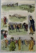 Original hand coloured golfing lithograph titled 