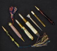 Interesting sterling silver tee peg pencil together with 6 other including one 