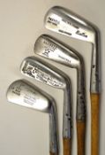 4 various wide sole playable irons to include 3x Maxwell irons a cleek, a jigger and a driving iron,