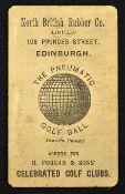 North British Rubber Company golf ball advertising card - advertising The Pneumatic Golf Ball