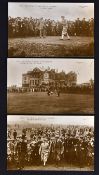 3x H.R.H Prince of Wales At St Andrews Old Golf Course postcards - real photographs titled 