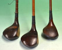 3x socket head woods to incl 2x McDermott a striped top driver and spoon plus a Jas Lillywhite Frowd