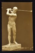 1913 The Golfer by J Olivier Statue postcard - exhibited at the Salon De Paris in 1913 - used and