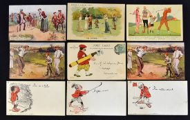 Collection of early golfing advertising post cards from the 1900s onwards to incl 3x A W Gammage Ltd