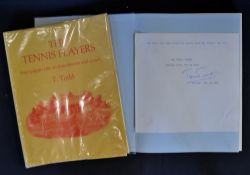 Tennis book signed by the author Tom Todd titled 